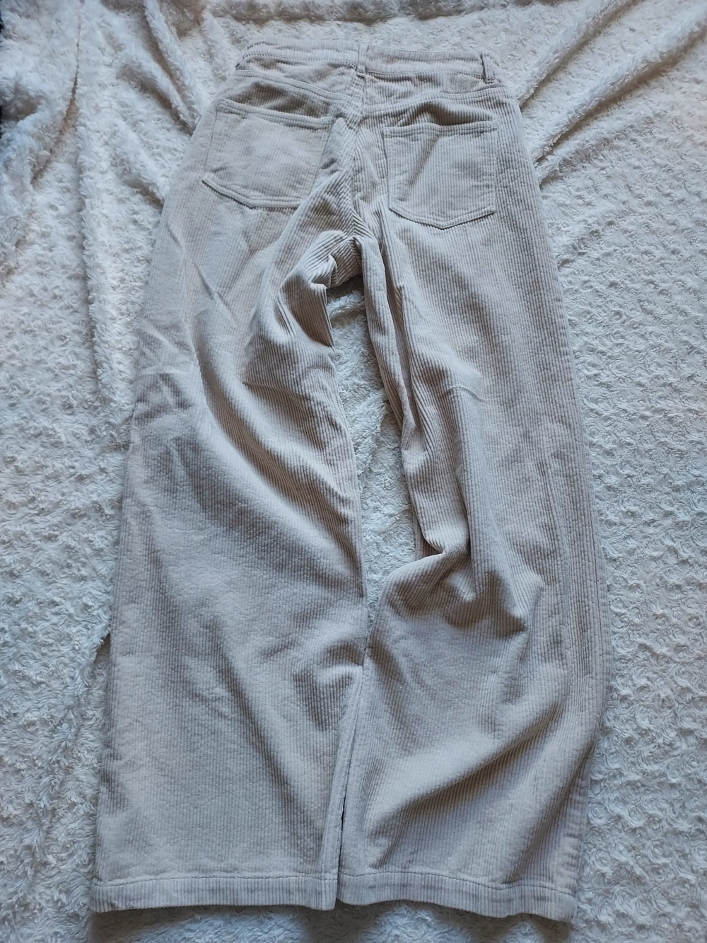 Cali1850 Beige Cream Ribbed Wide Leg Cotton Corduroy Pants Sz 5 Fall Relaxed - Picture 3 of 10